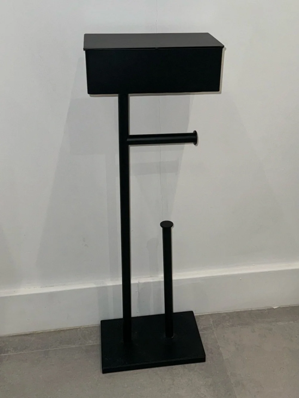NWOT - Toilet Paper Stand AMAZON Black Free-Standing with Top Storage Box - Picture 5 of 5